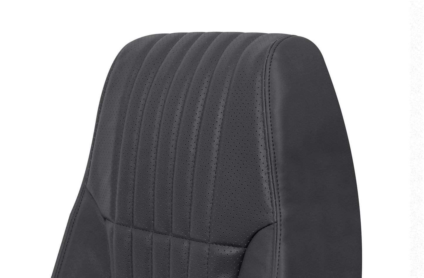 black leather trans am seat closeup vertical stitching pattern