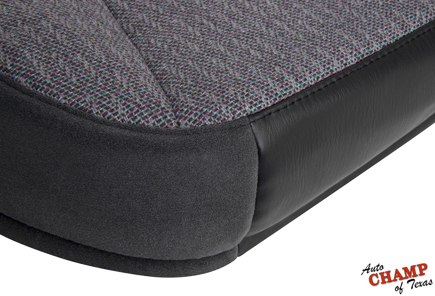 Close-up of 1999-2001 Jeep Cherokee Sport SE seat cover edge in dark gray.