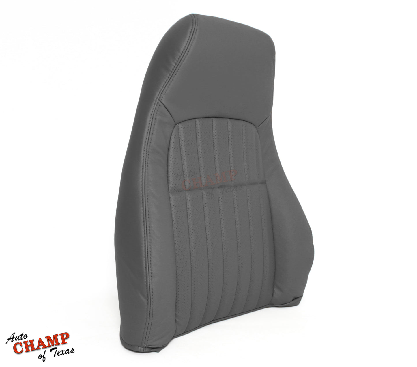 Gray perforated leather seat cover replacement for driver side lean back.