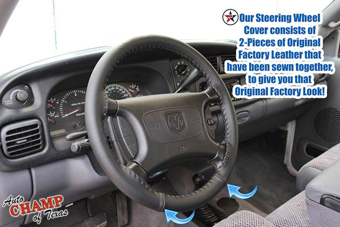 1998 2002 dodge ram 1500 slt laramie black leather steering wheel cover