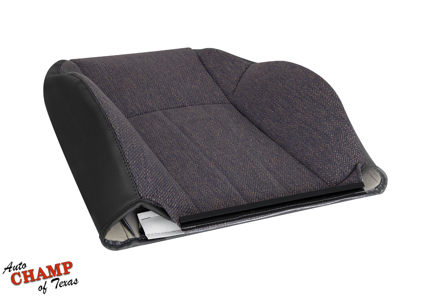 Angled view of the driver side lean back replacement seat cover in dark gray for 1999–2001 Jeep Cherokee Classic.