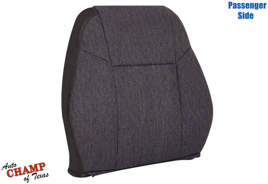 Passenger side lean back replacement seat cover for 1999-2001 Jeep Cherokee Classic in dark gray with black side panels.
