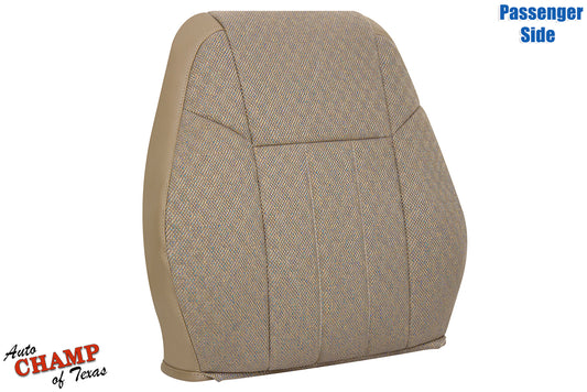 front view of tan camel fabric 1999-2001 jeep cherokee replacement seat cover passenger side