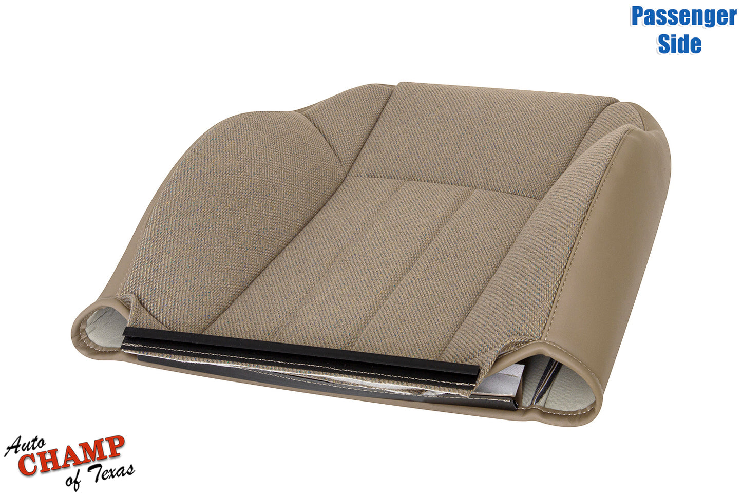 Passenger side lean back replacement cloth seat cover for 1999-2001 Jeep Cherokee Classic in tan camel color.