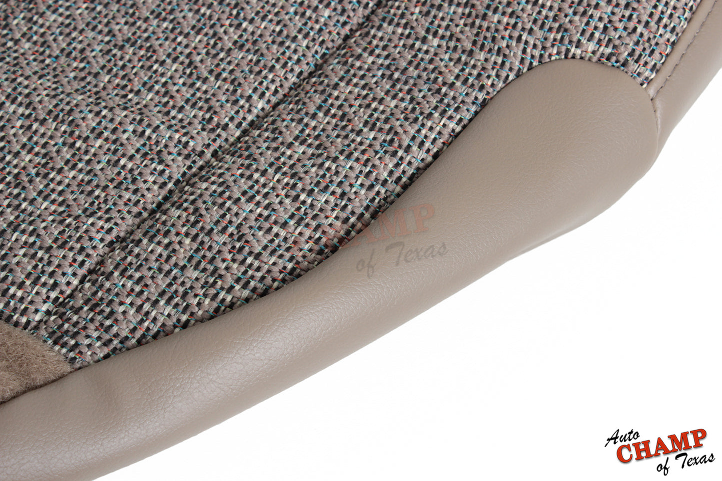 1999 2002 gmc sierra driver seat cover lower corner view tan cloth