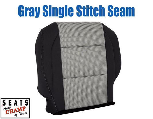 2008-2015 Nissan Titan Driver Side Bottom Cloth Seat Cover Black & Gray with Gray Single Stitch