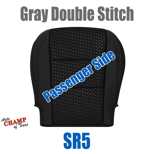 2020-2023 Toyota Tacoma SR5 Passenger Bottom Cloth Seat Cover Black Gray Double Stitch