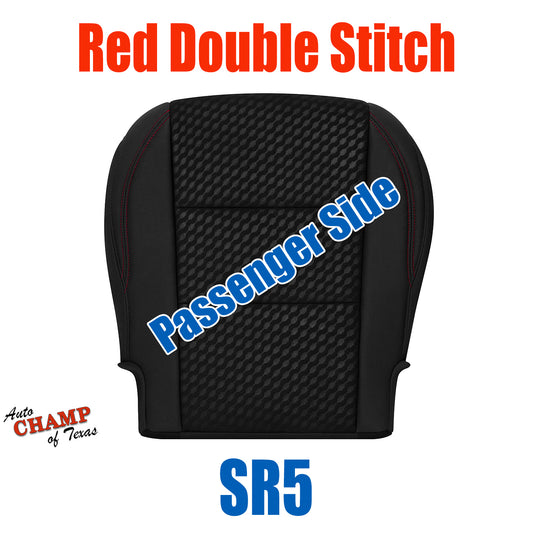2020-2023 Toyota Tacoma SR5 Passenger Bottom Cloth Seat Cover Black Red Double Stitch