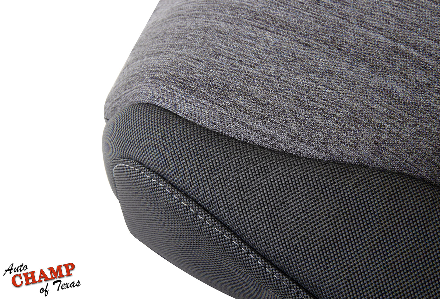 2021 2025 ford f150 xl base close up seat cover gray cloth and black vinyl texture auto champ of texas