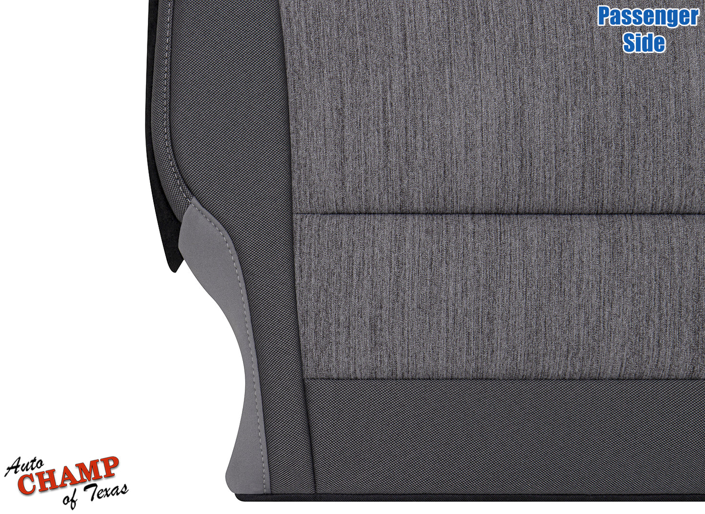 2021 2025 ford f150 xl base passenger seat cover close up view gray cloth textured surface