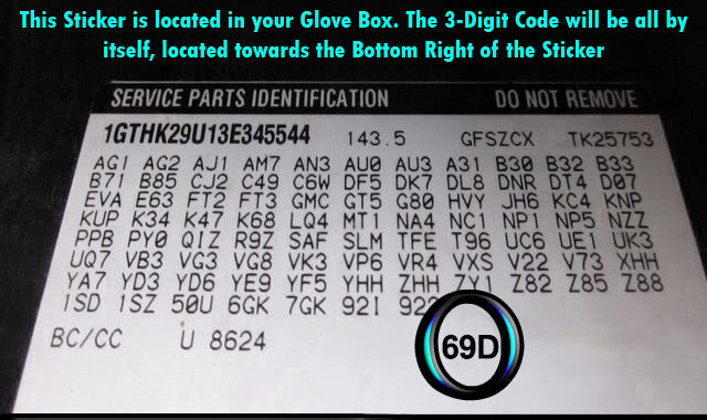 interior trim code 69d glove box sticker chevy silverado