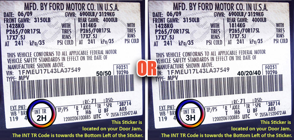 2001 ford f-250 xlt crew cab tan cloth seat cover trm code label 2h 3h