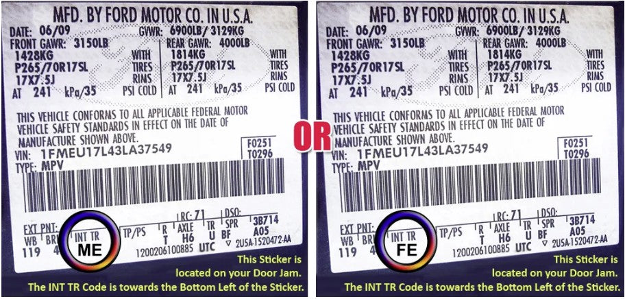 ford expedition trim code location door jamb