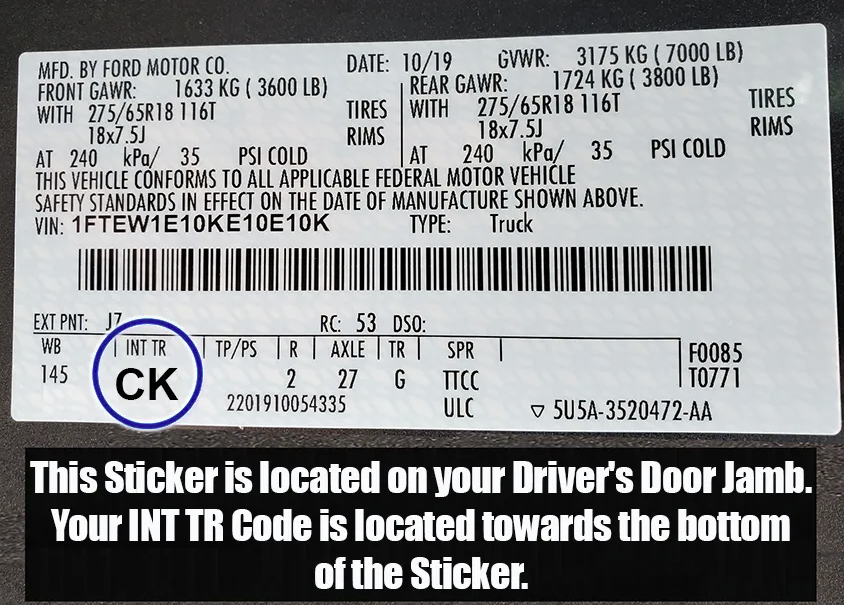 2014 2019 ford transit van vin label driver door jamb pewter gray seat cover