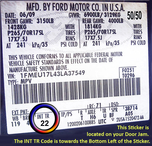 ford trm code 22 label gray interior 50 50 seat