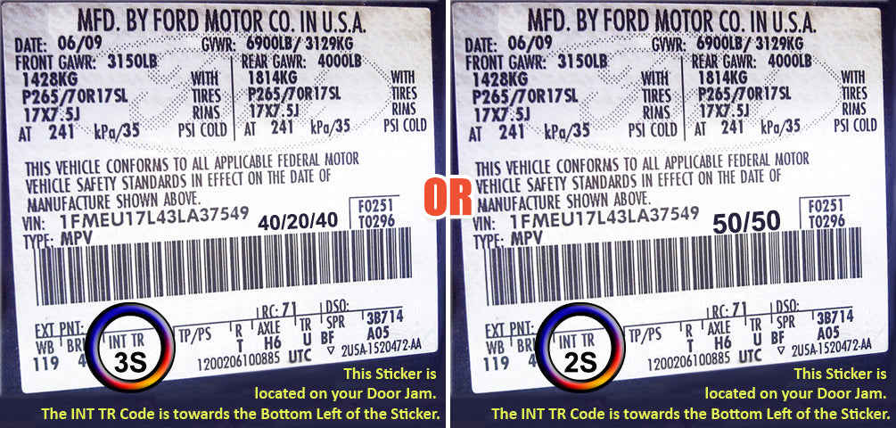 trm code 3s 2s ford f-250 seat label stone gray 2011 2016
