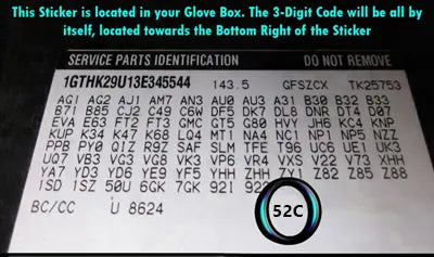 2003 2007 chevy silverado trim code 52c label
