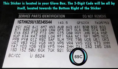 69c trim code glove box sticker location
