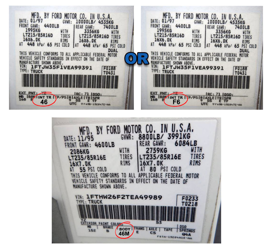 ford f550 seat cover trm code 46 f6 46m