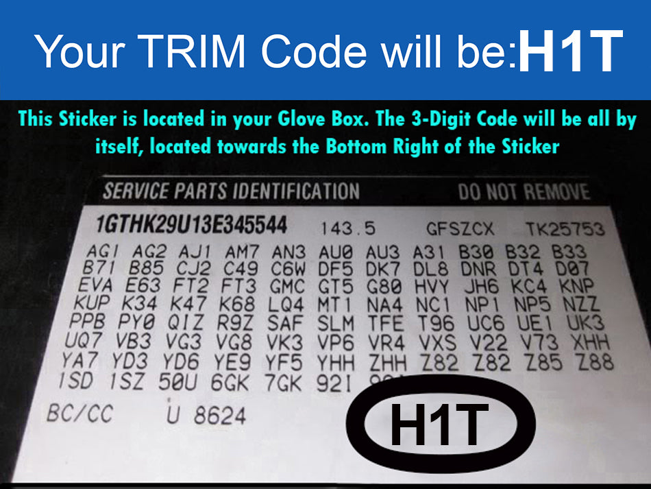 gm trim code h1t jet black cloth seat