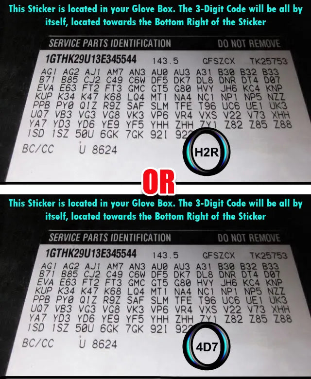 gmc sierra vin sticker seat trim code location