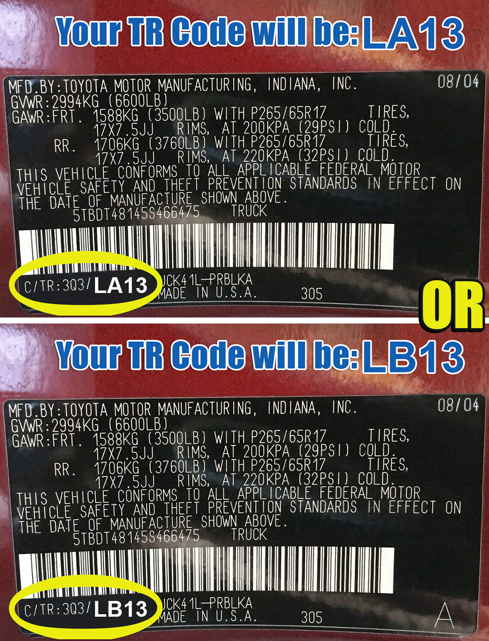 toyota tundra trm la13 lb13 gray leather interior trim code sticker
