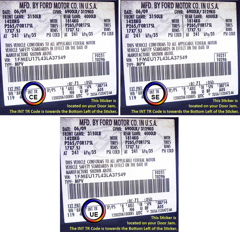 ford f150 gray trm label codes se ce ue reference