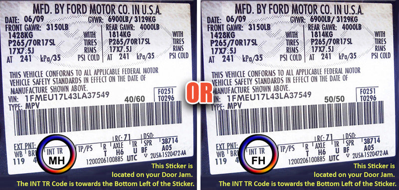 ford f150 trim code mh fh door sticker seat cover tan match
