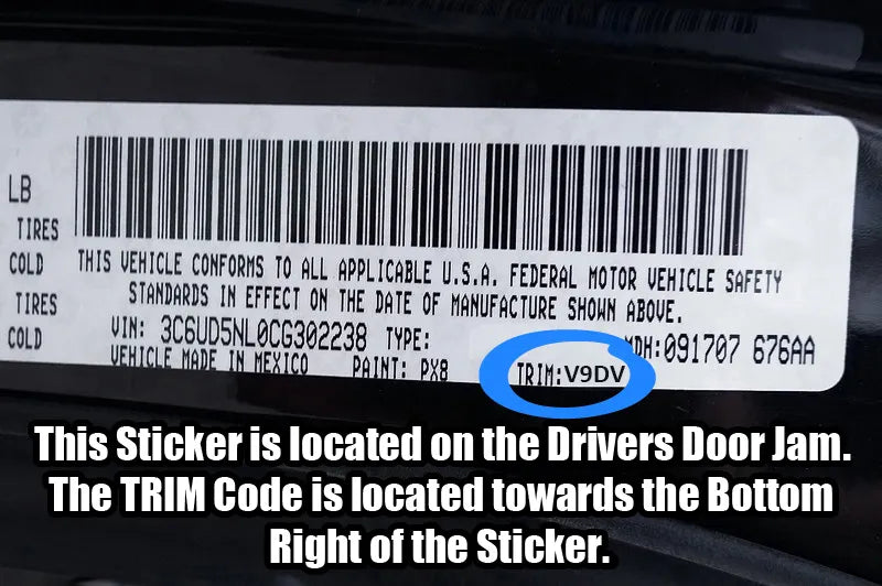 dodge ram trm code label v9dv