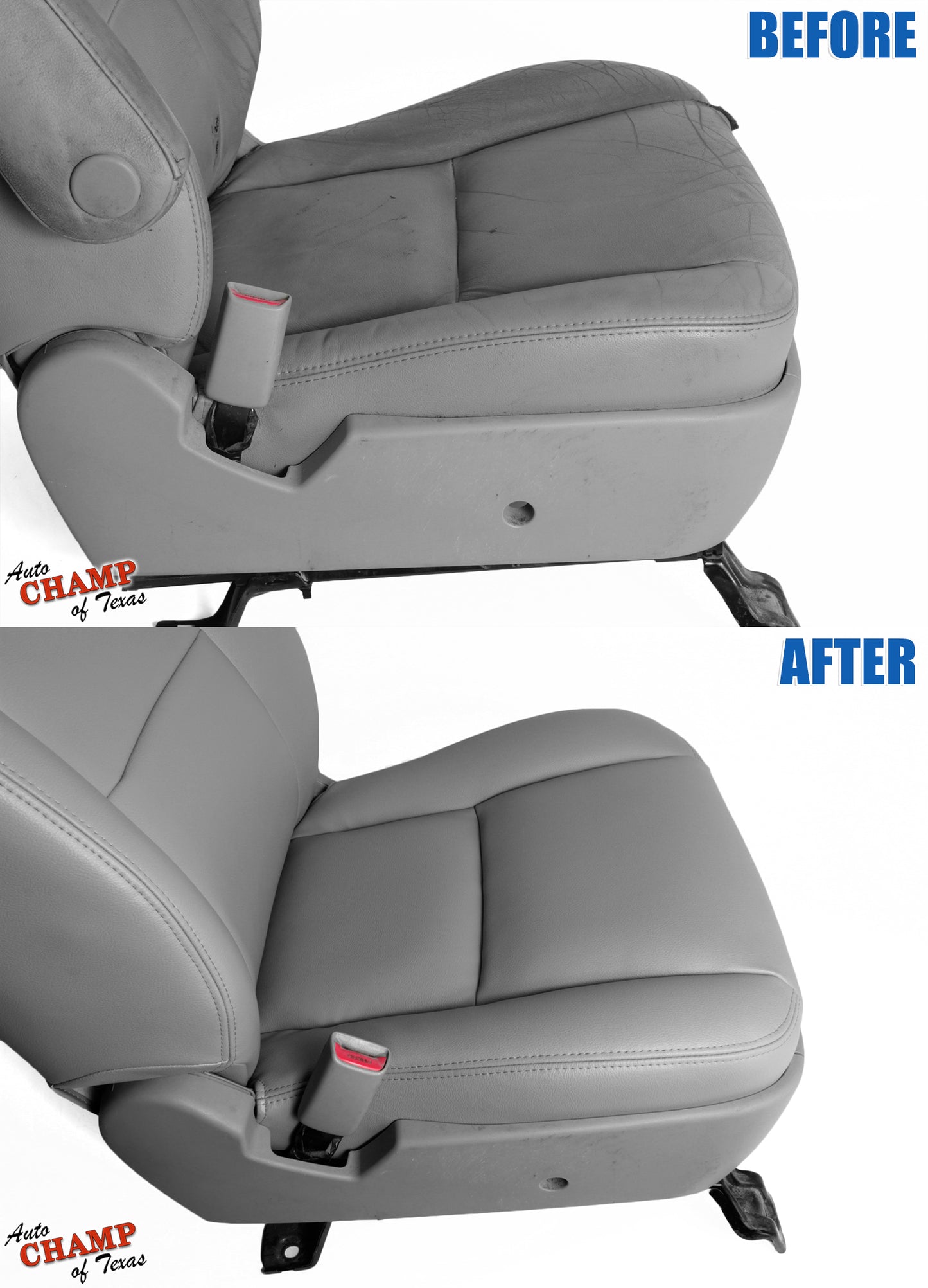before and after gray leather seat cover replacement tundra 2005 to 2006 driver side