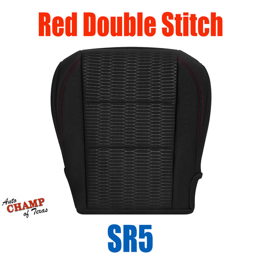 2016-2019 Toyota Tacoma SR5 Driver Side Bottom Cloth Seat Cover Black with Red Double Stitch