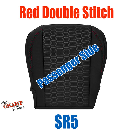 2016-2019 Toyota Tacoma SR5 Passenger Side Bottom Cloth Seat Cover Black with Red Double Stitch