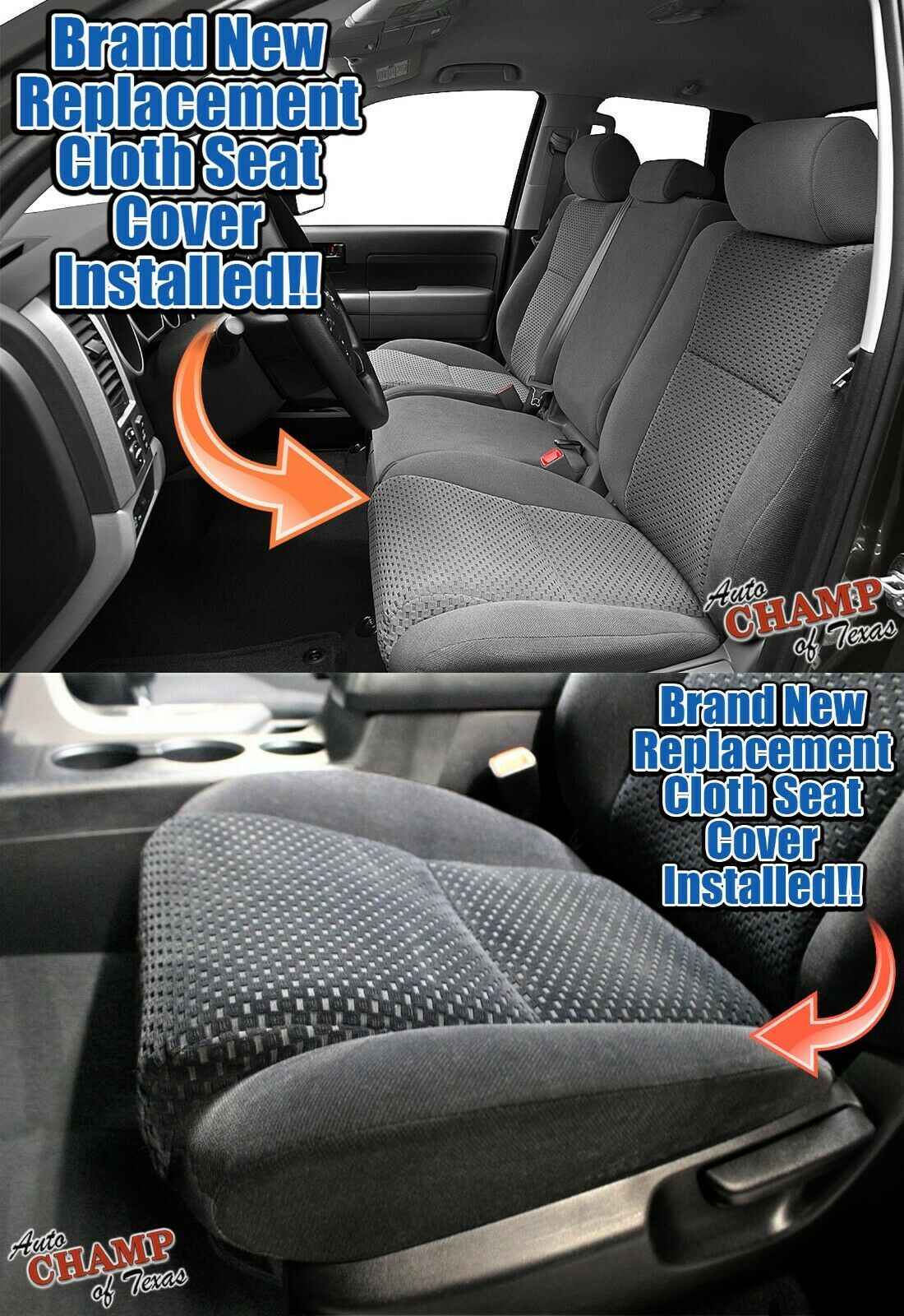 toyota tundra cloth seat cover installed view