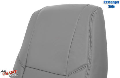 Passenger side gray leather seat cover close-up for 2000-2004 Toyota Tundra
