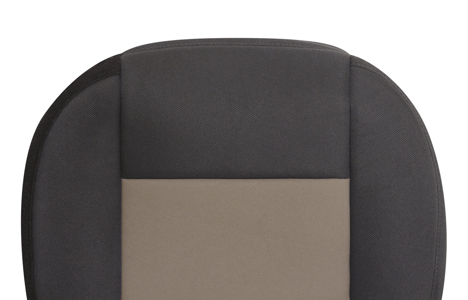 Ford Ranger black & tan cloth seat cover front view.