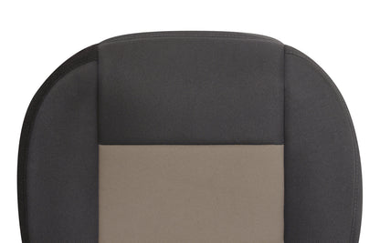 Ford Ranger black & tan cloth seat cover front view.