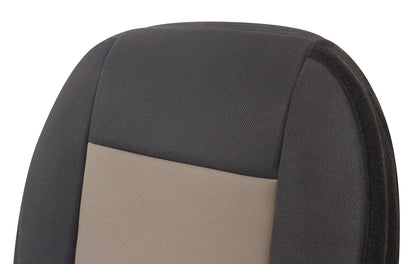 2003-2011 Ford Ranger seat cover black tan 50/50 seat setup close-up