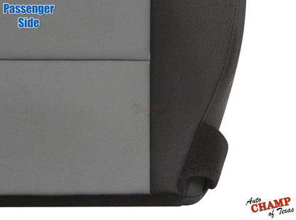 black and gray passenger side seat cover close-up for 2003-2011 Ford Ranger 50/50 seat setup