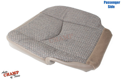 2003 2007 gmc sierra passenger bottom seat cover tan cloth wide angle view