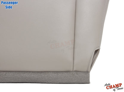 Passenger side view of the 2005-2006 Toyota Tundra Limited SR5 Bottom Replacement Leather Seat Cover in Tan, showing the detailed stitching and leather material.
