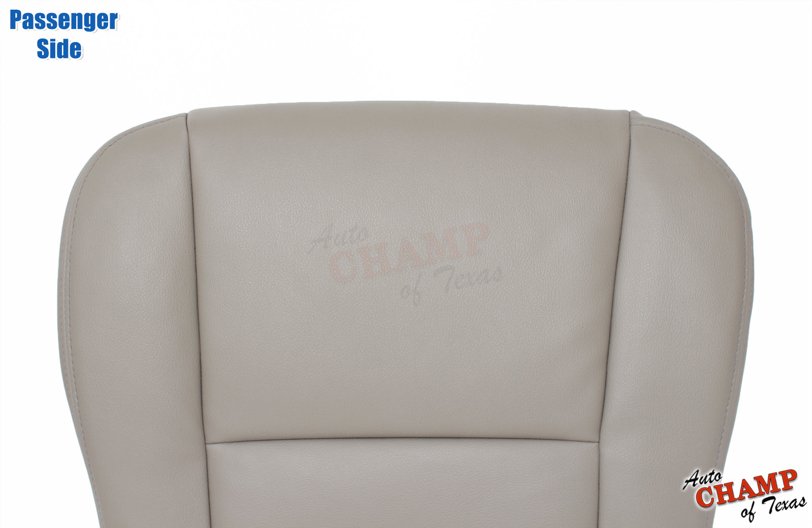 Passenger side view of the 2005-2006 Toyota Tundra Limited SR5 Bottom Replacement Leather Seat Cover in Tan, displaying the high-quality leather and detailed stitching.