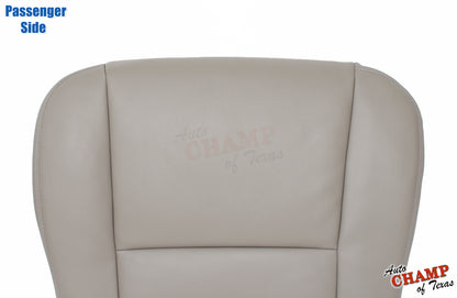 Passenger side view of the 2005-2006 Toyota Tundra Limited SR5 Bottom Replacement Leather Seat Cover in Tan, displaying the high-quality leather and detailed stitching.