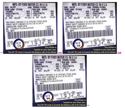 ford f150 stx trm code cs us ms door sticker