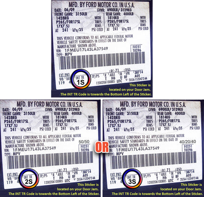 trm code 1s 2s 3s ford f-250 seat label 2011 2016