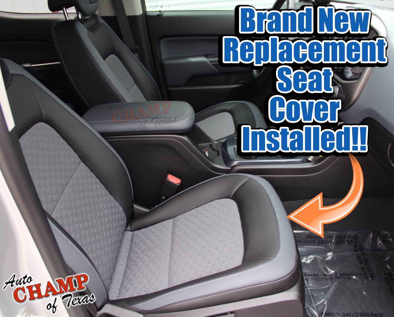 2015 2022 chevy colorado z71 passenger seat cover installed jet black dark gray cloth