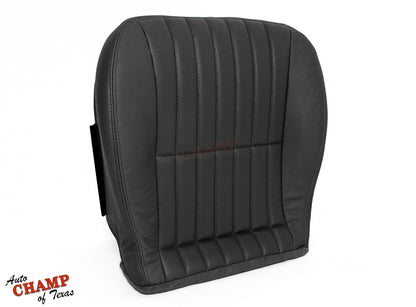 Black leather replacement seat cover with vertical stitching for durable and sleek design.