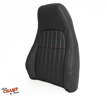 Black replacement seat cover with sleek vertical stitching design for modern vehicle interiors.