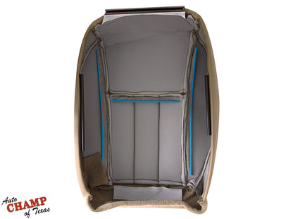 View of driver side bottom replacement cloth seat cover for 1999-2001 Jeep Cherokee Classic tan camel