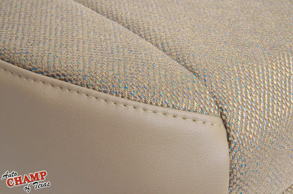 Close-up of tan camel replacement cloth seat cover for 1999-2001 Jeep Cherokee Classic.