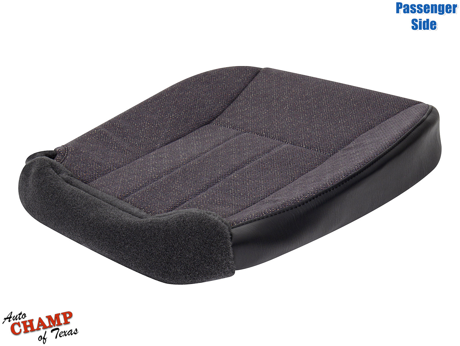 1999-2001 jeep cherokee classic passenger side bottom replacement cloth seat cover dark gray with black vinyl and foam padding